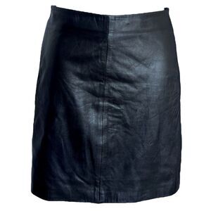 ALL-SAINTS Lucille Black Leather Mini Skirt with Back Zipper - Size 2 U.S.